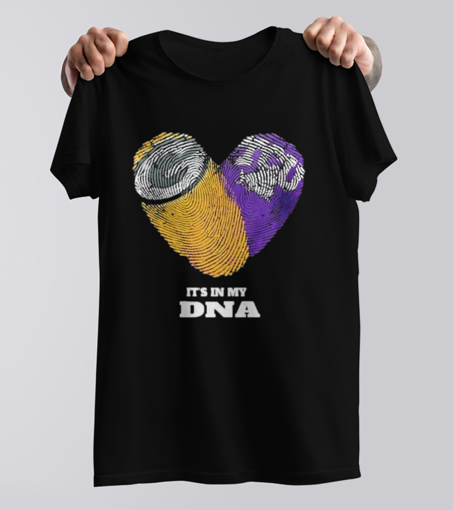 Green Bay Packers TCU Horned Frogs It's In My DNA Heart Fingerprints Fan Love T-Shirt