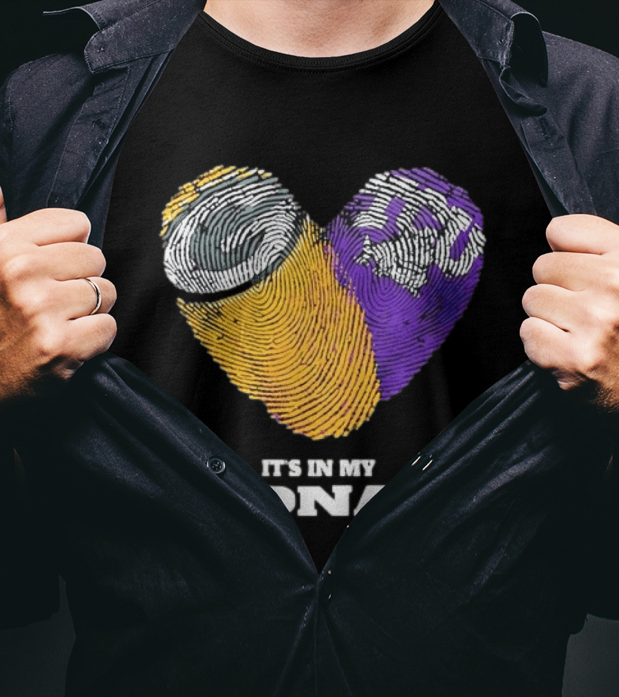 Green Bay Packers TCU Horned Frogs It's In My DNA Heart Fingerprints Fan Love T-Shirt