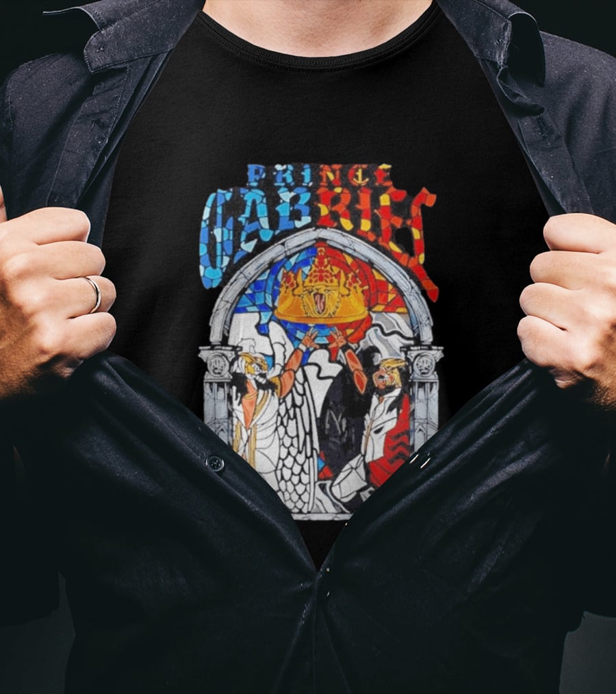 Prince Gabriel Stained Glass Window Kings Crown Angels T-Shirt