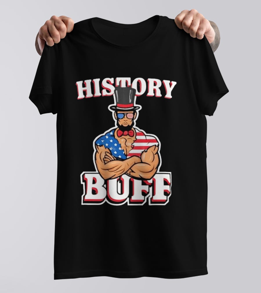 History Buff Abraham Lincoln Gym Bro American Flag Muscle T-Shirt