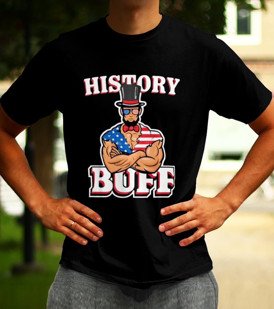 History Buff Abraham Lincoln Gym Bro American Flag Muscle T-Shirt