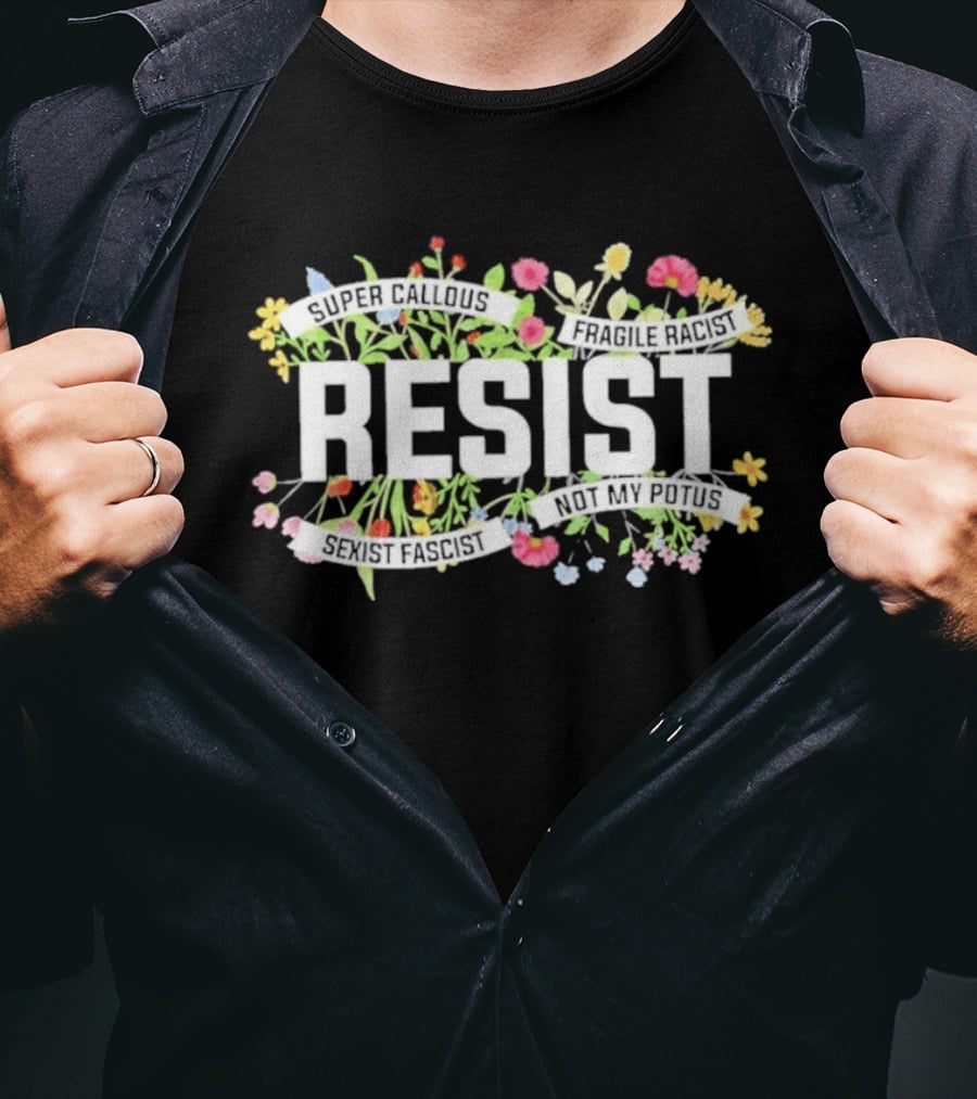 RESIST Floral Blooms With Vibrant Flowers T-Shirt