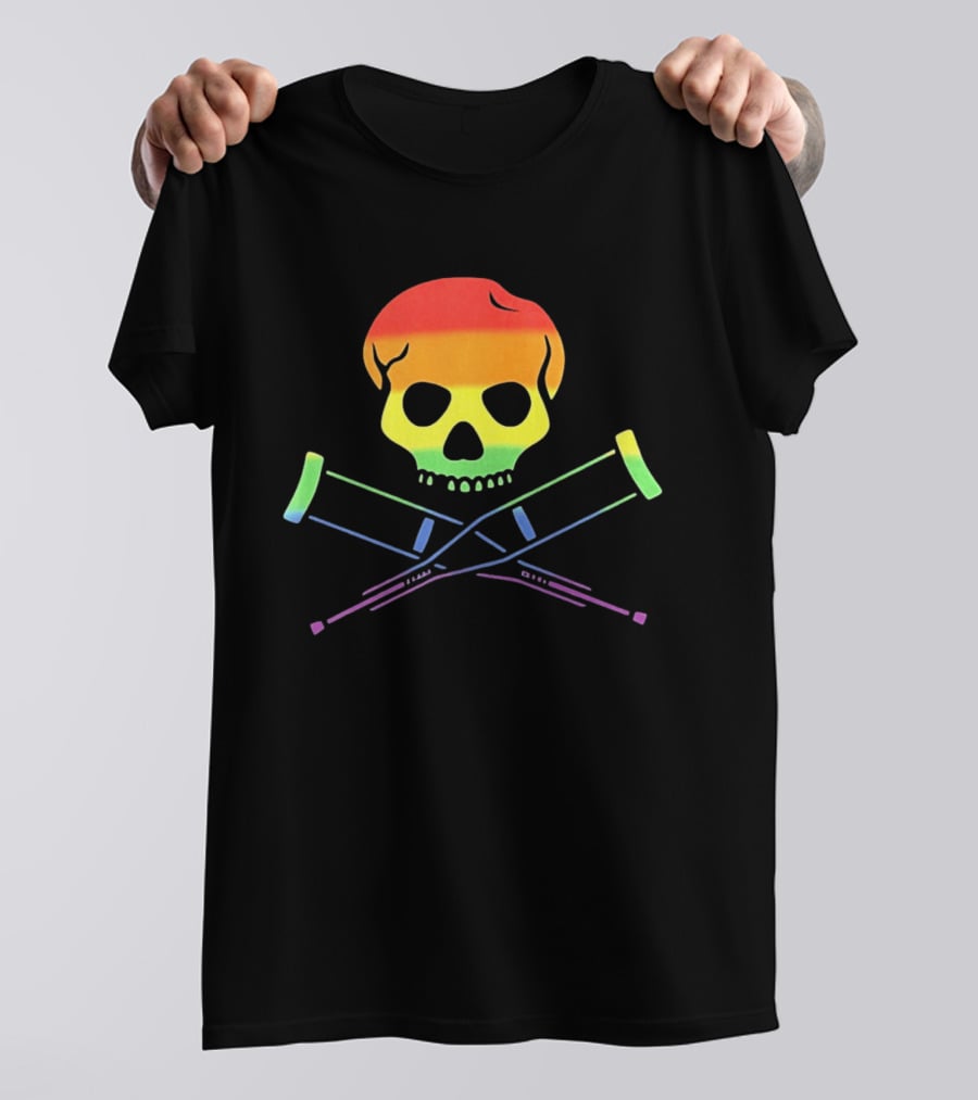 Skull With Crutches Rainbow T-Shirt