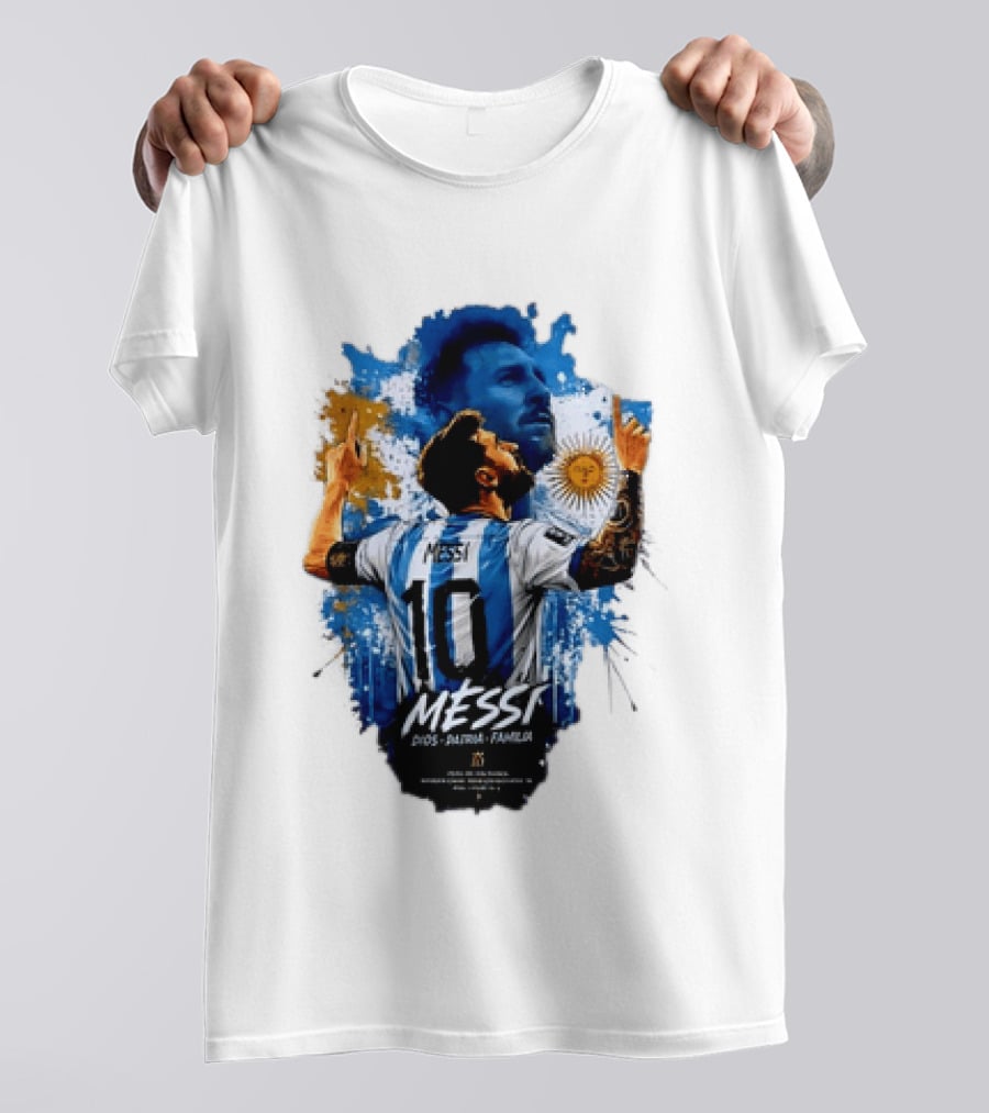 Messi Dios Patria Familia Argentina Football 10 Pointing To The Sky T-Shirt