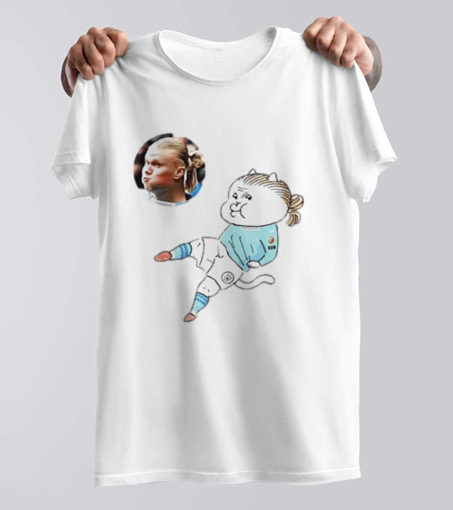 Erling Haaland Manchester City Cat Cartoon Football T-Shirt
