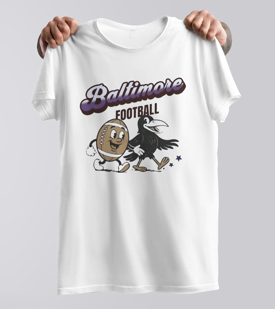 Baltimore Football Raven Walking Team Vintage Cartoon T-Shirt