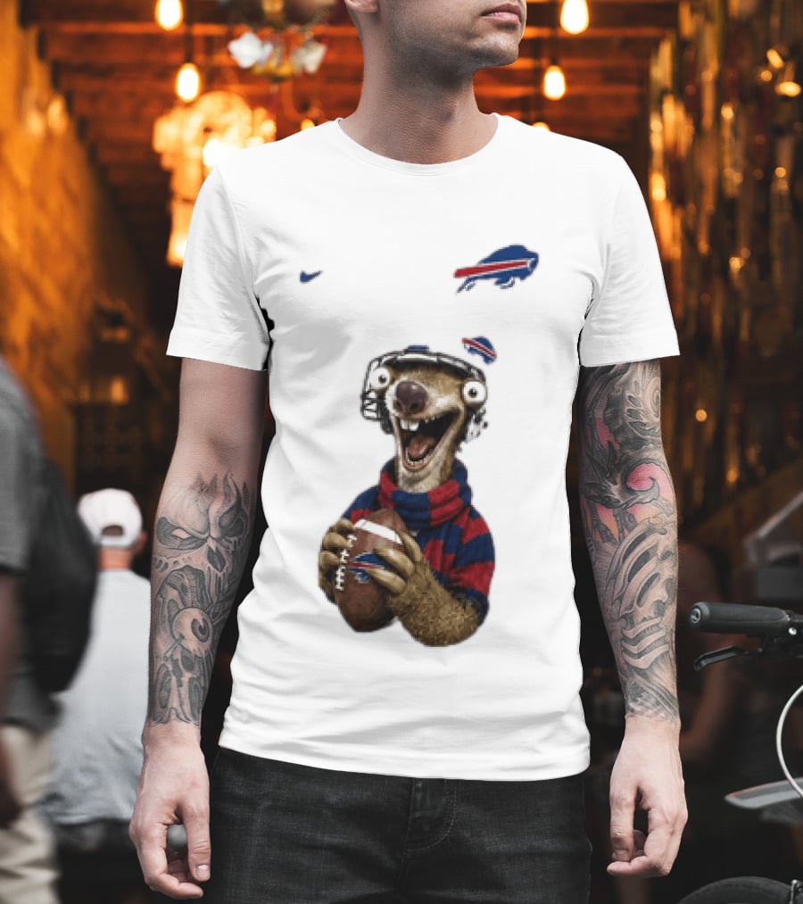 Sid The Sloth Buffalo Bills Football Helmet Scarf Iconic Team Fun T-Shirt