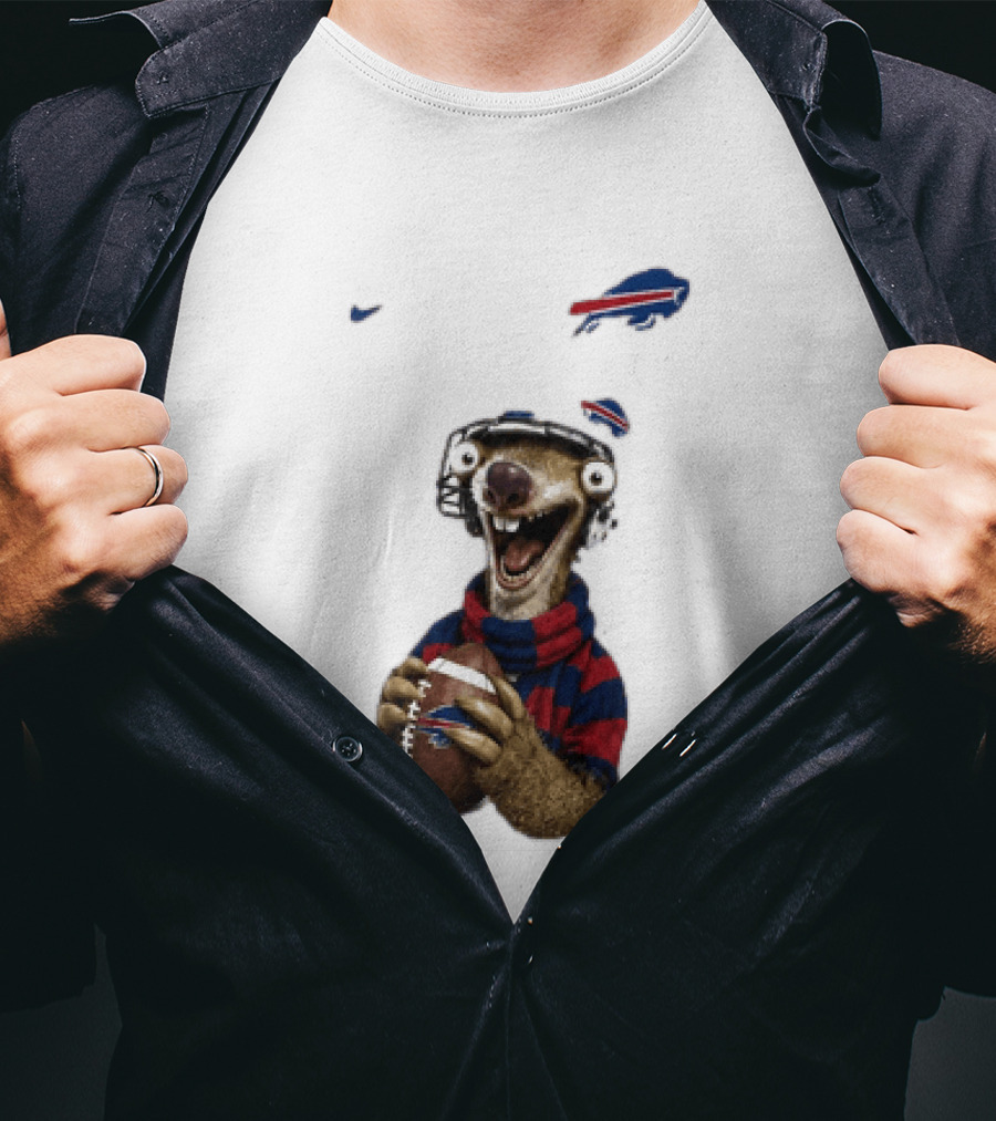 Sid The Sloth Buffalo Bills Football Helmet Scarf Iconic Team Fun T-Shirt