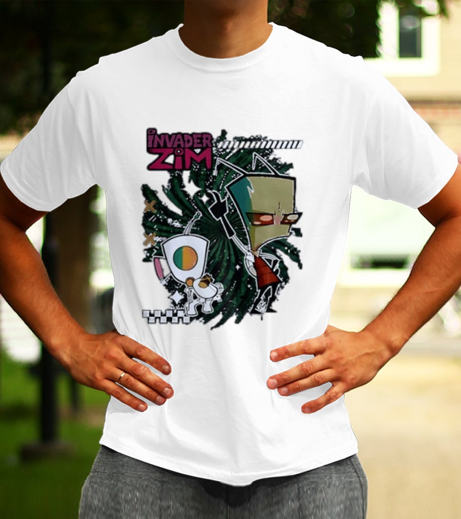 Invader Zim Gir With Zim Eating Taco Spiral T-Shirt