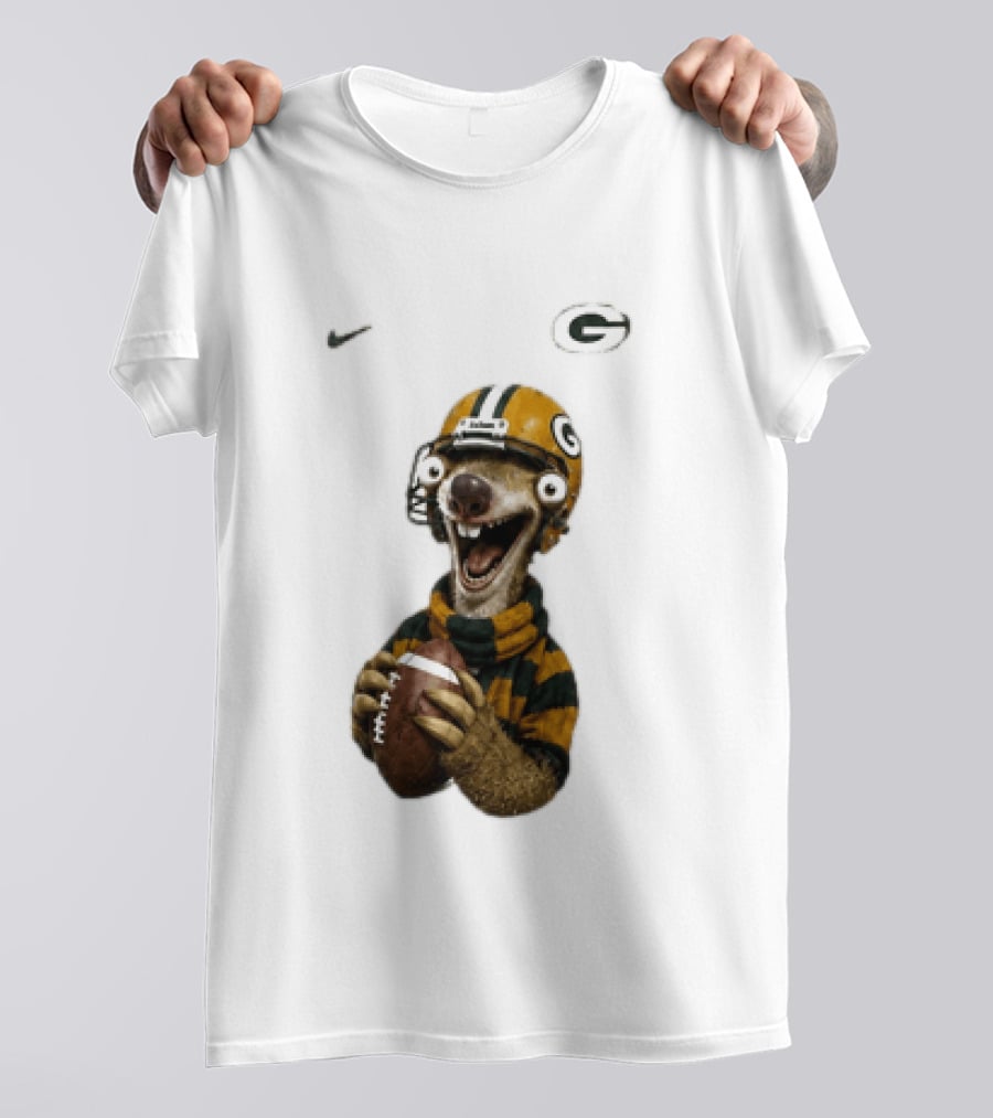 Sid The Sloth Green Bay Packers Football Helmet Fan Gear T-Shirt