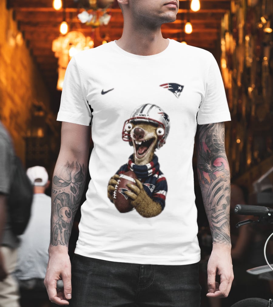 Sid The Sloth New England Patriots Football Helmet NFL Character Fan T-Shirt