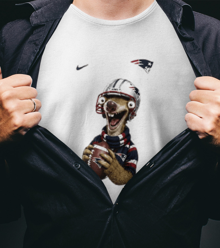 Sid The Sloth New England Patriots Football Helmet NFL Character Fan T-Shirt