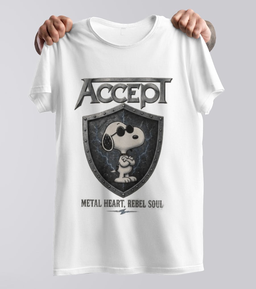 Accept Snoopy Metal Heart Rebel Soul T-Shirt