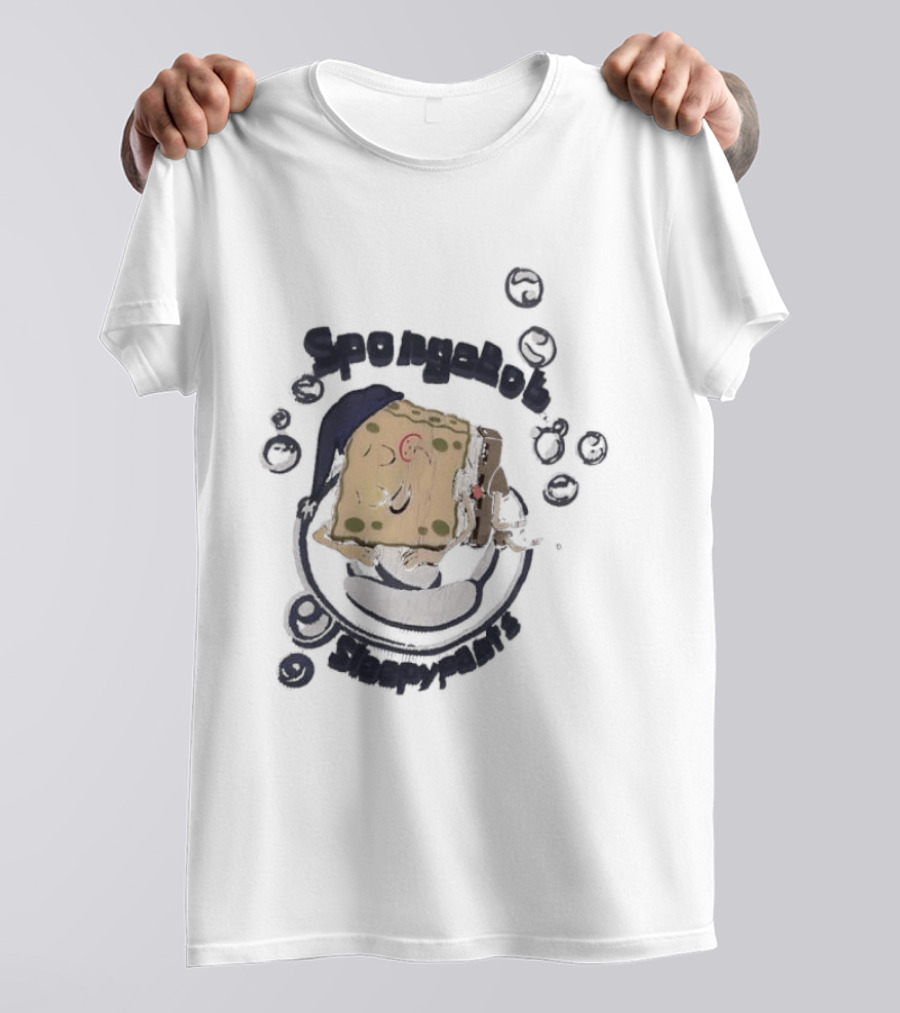 SpongeBob SleepyPants Sleeping Cartoon Blue Cotton Soft T-Shirt