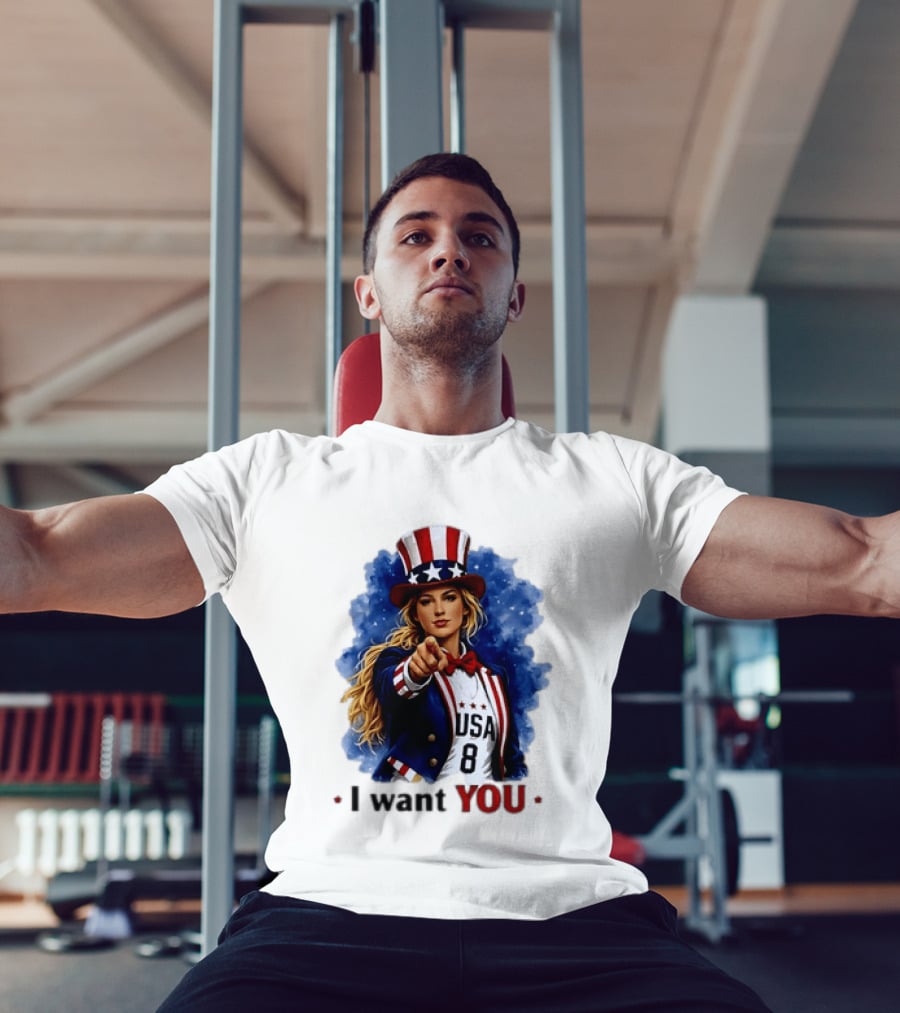 Uncle Sam Blonde Woman I Want You USA 8 Patriotic T-Shirt