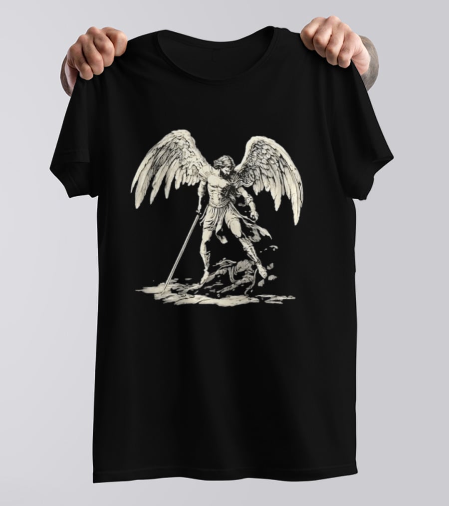 Saint Michael The Archangel Defeating Satan Biblical Christian Symbolism T-Shirt