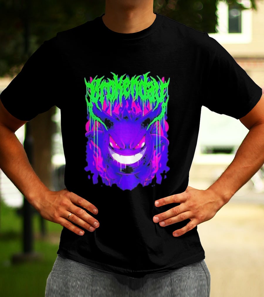 Brokenday Gengar Shadow Ball Bootleg Purple Neon T-Shirt