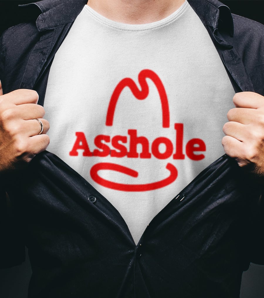 Asshole Cowboy Hat Red Outline Minimalist T-Shirt