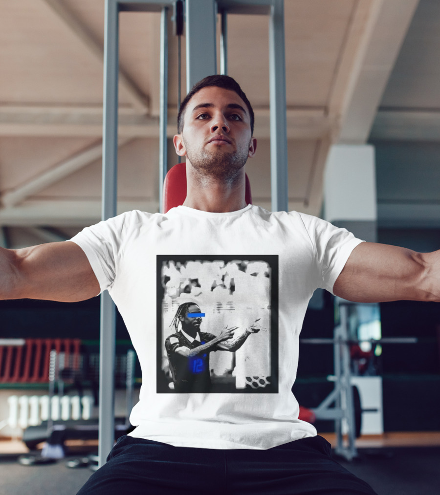 Bradley Barcola France Parasite Number 12 Footballer Blue Accents T-Shirt