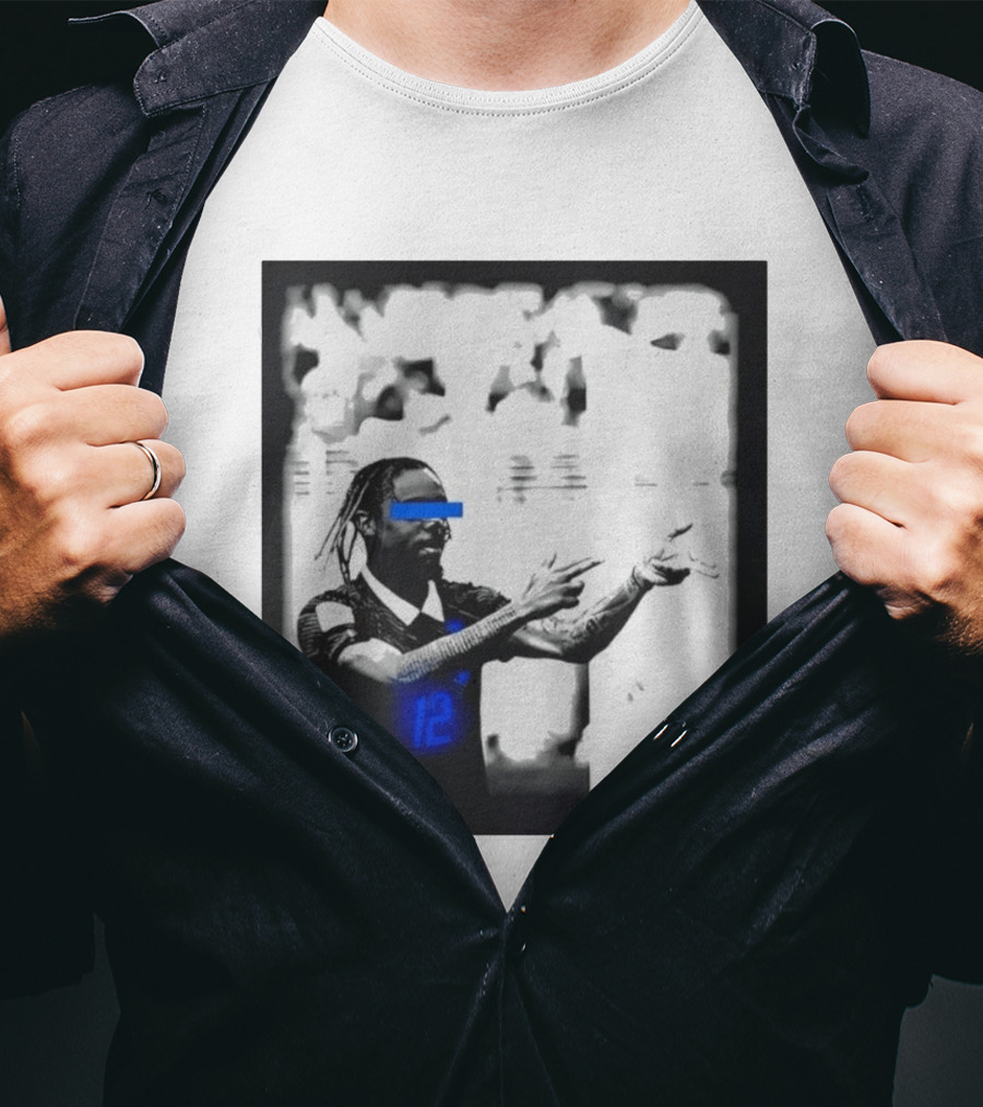 Bradley Barcola France Parasite Number 12 Footballer Blue Accents T-Shirt