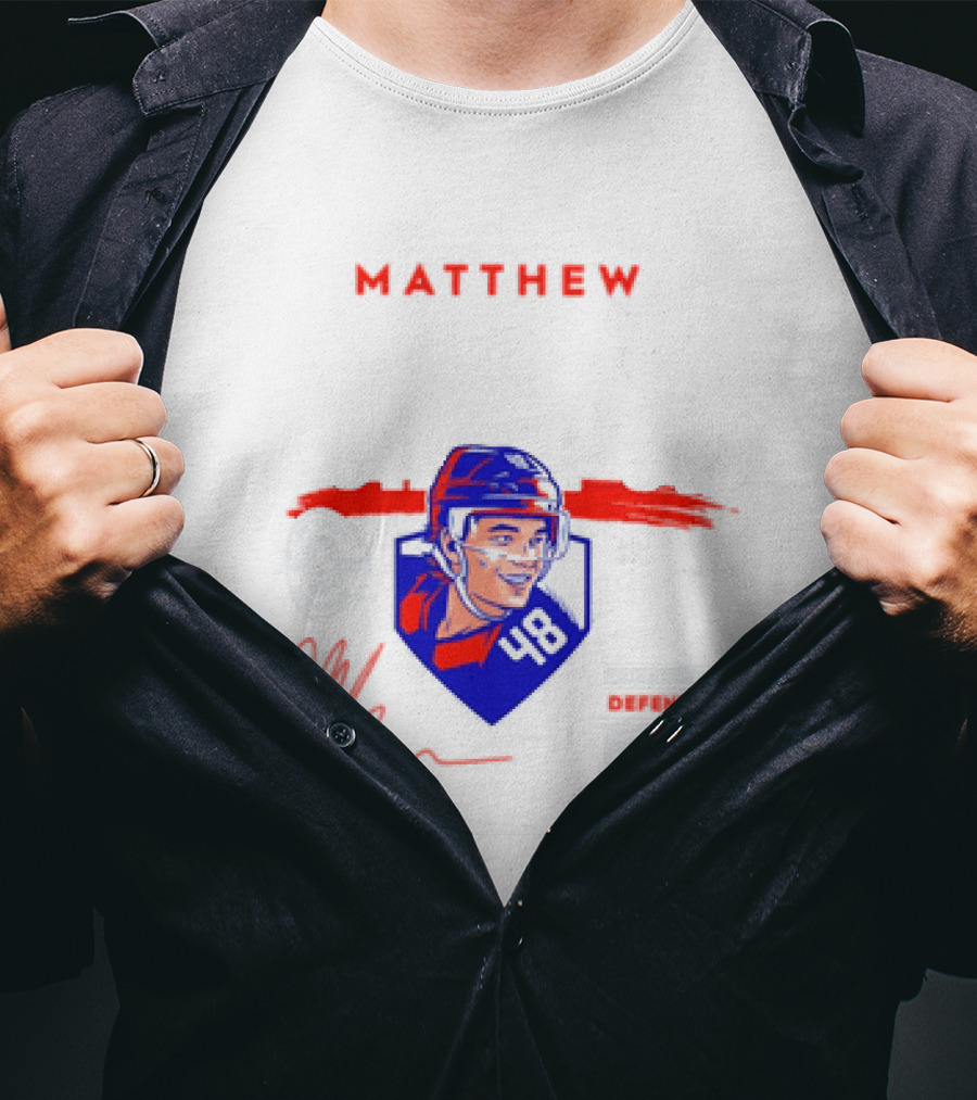 Matthew Schaefer New York Islanders 48 Spotlight Signature Helmets T-Shirt