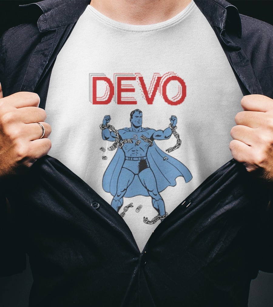 Devo Superhero Comic Style Action Figure T-Shirt