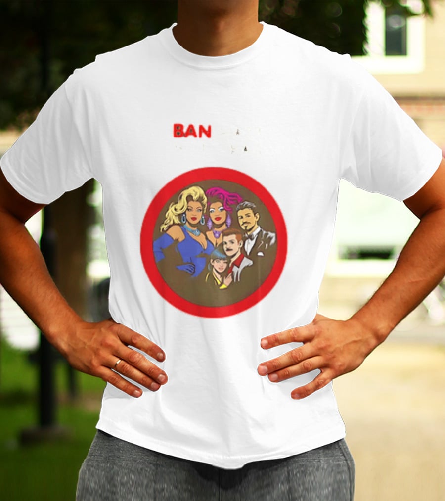 Ban Hate Not Drag Retro LGBTQ+ Inclusive Message T-Shirt