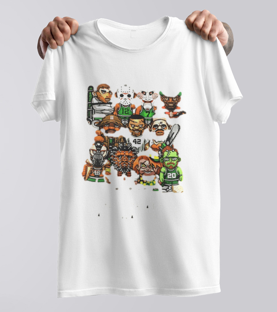 Nightmare Causeway Street Boston Celtics Horror Icons Mashup T-Shirt
