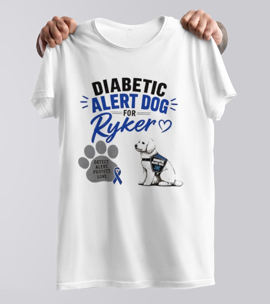 Diabetic Alert Dog Detect Protect Love Ribbon Ryker T-Shirt