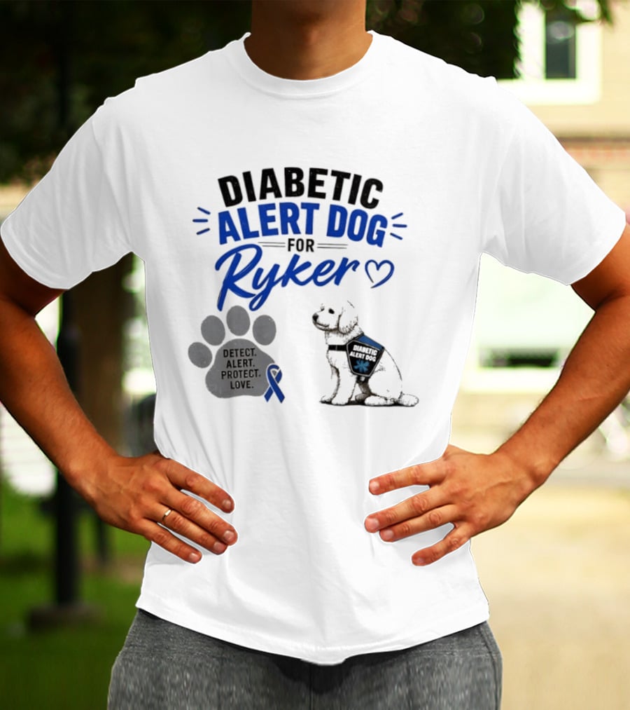 Diabetic Alert Dog Detect Protect Love Ribbon Ryker T-Shirt