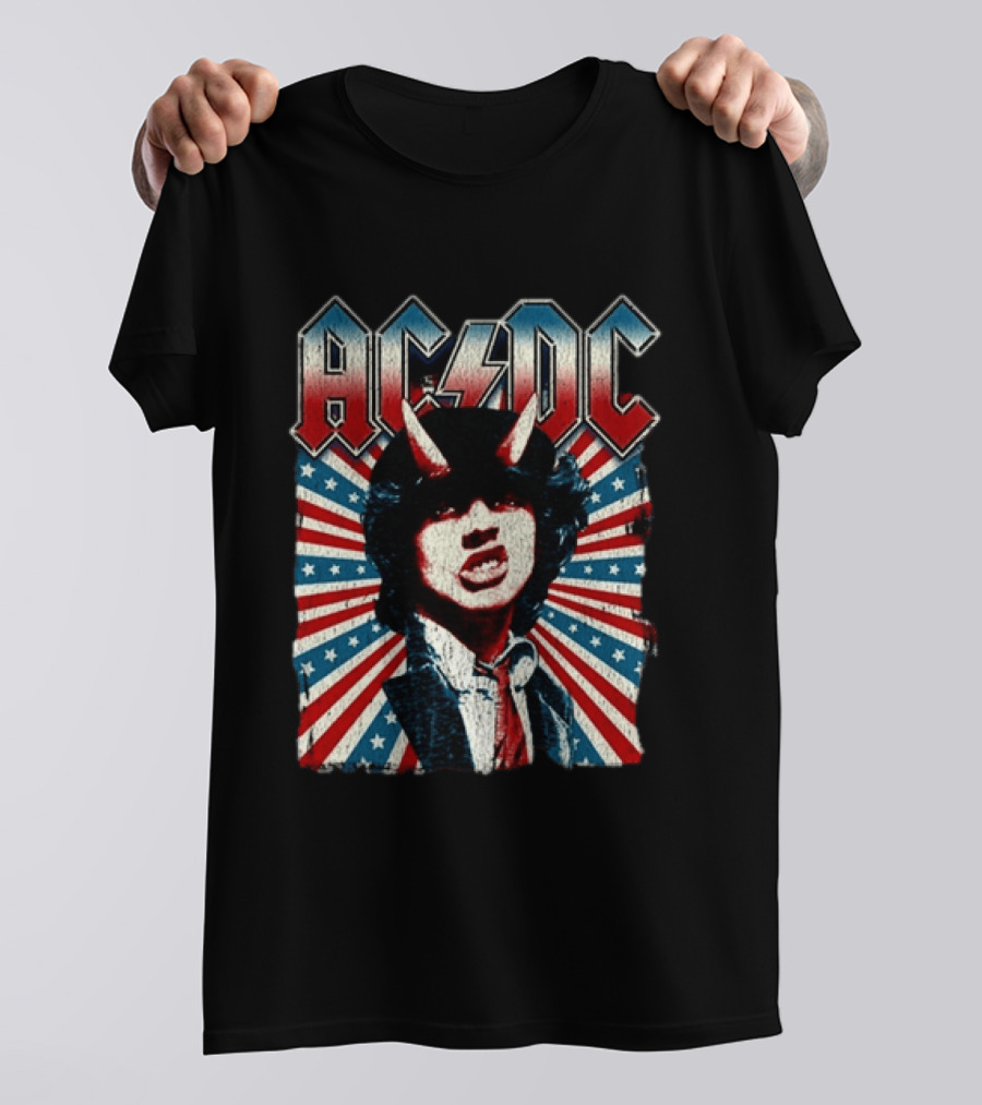 AC DC PWR Up Tour 2026 North America Highway To Hell USA Red White Blue Stripes T-Shirt