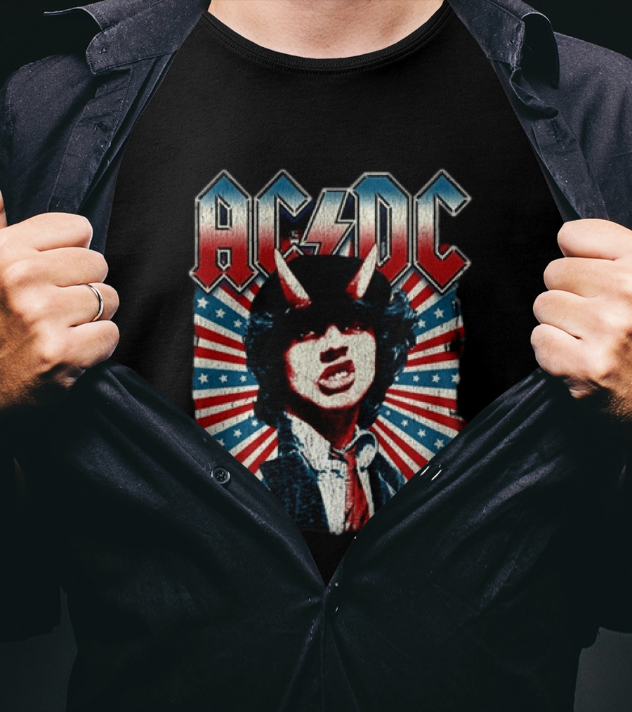 AC DC PWR Up Tour 2026 North America Highway To Hell USA Red White Blue Stripes T-Shirt