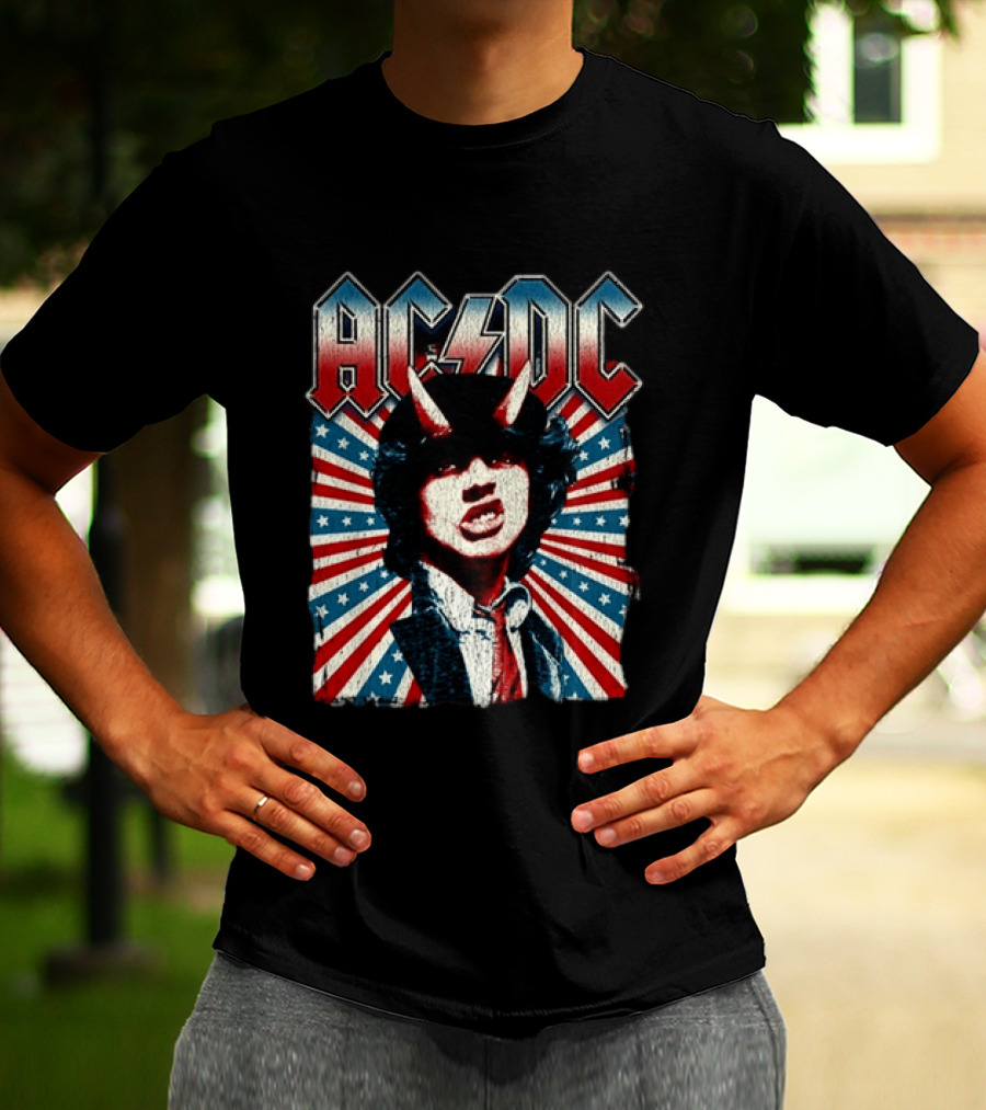 AC DC PWR Up Tour 2026 North America Highway To Hell USA Red White Blue Stripes T-Shirt