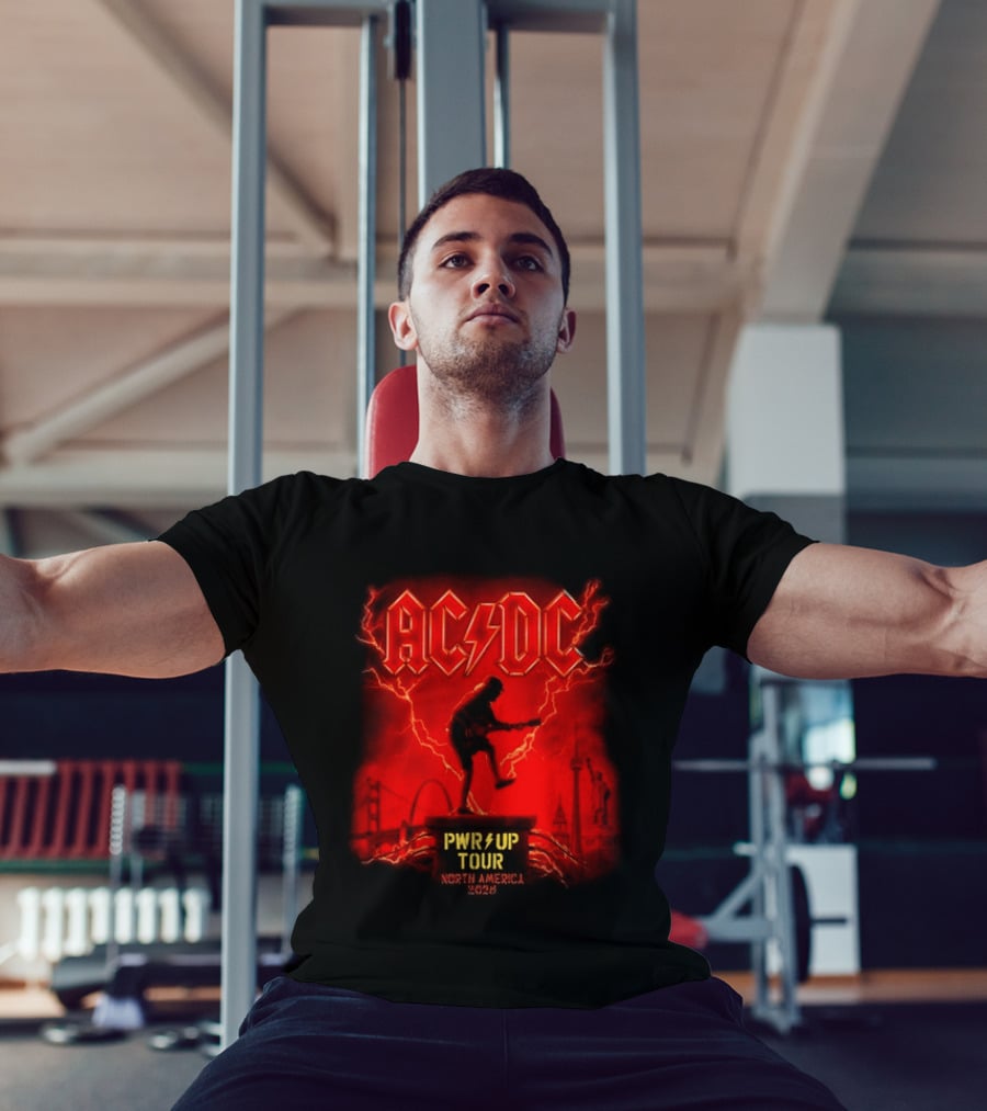 ACDC PWR Up Tour 2026 North America Red Lightning Cities Dates Angus T-Shirt