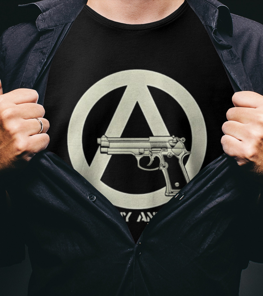 Anarchy And Piece Peace Sign With Gun T-Shirt