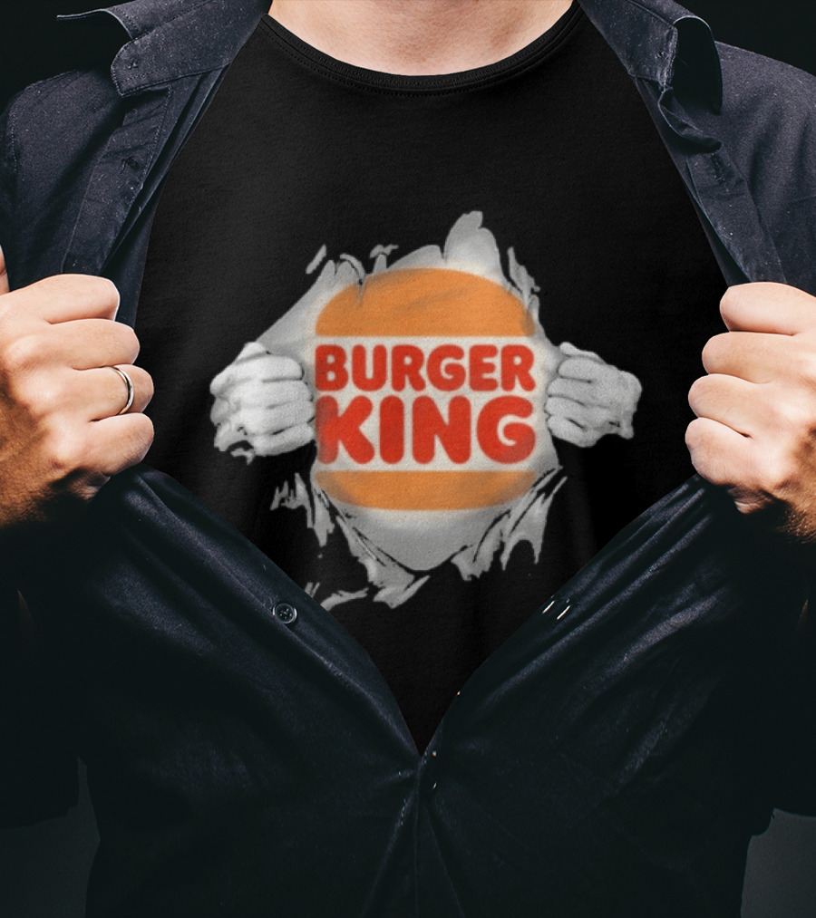 Burger King Ripped Chest Superhero Torn Employee T-Shirt