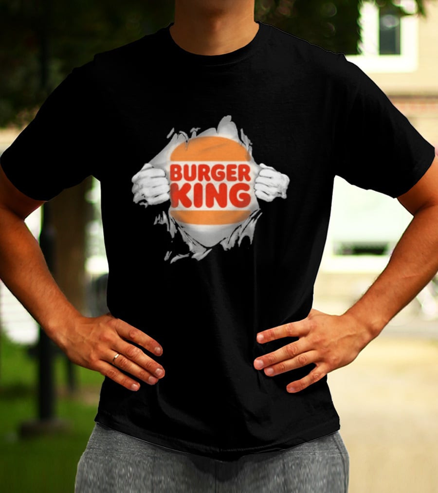 Burger King Ripped Chest Superhero Torn Employee T-Shirt