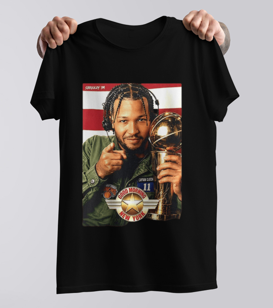 Jalen Brunson New York Knicks Captain Clutch 11 Good Morning New York NBA Trophy T-Shirt