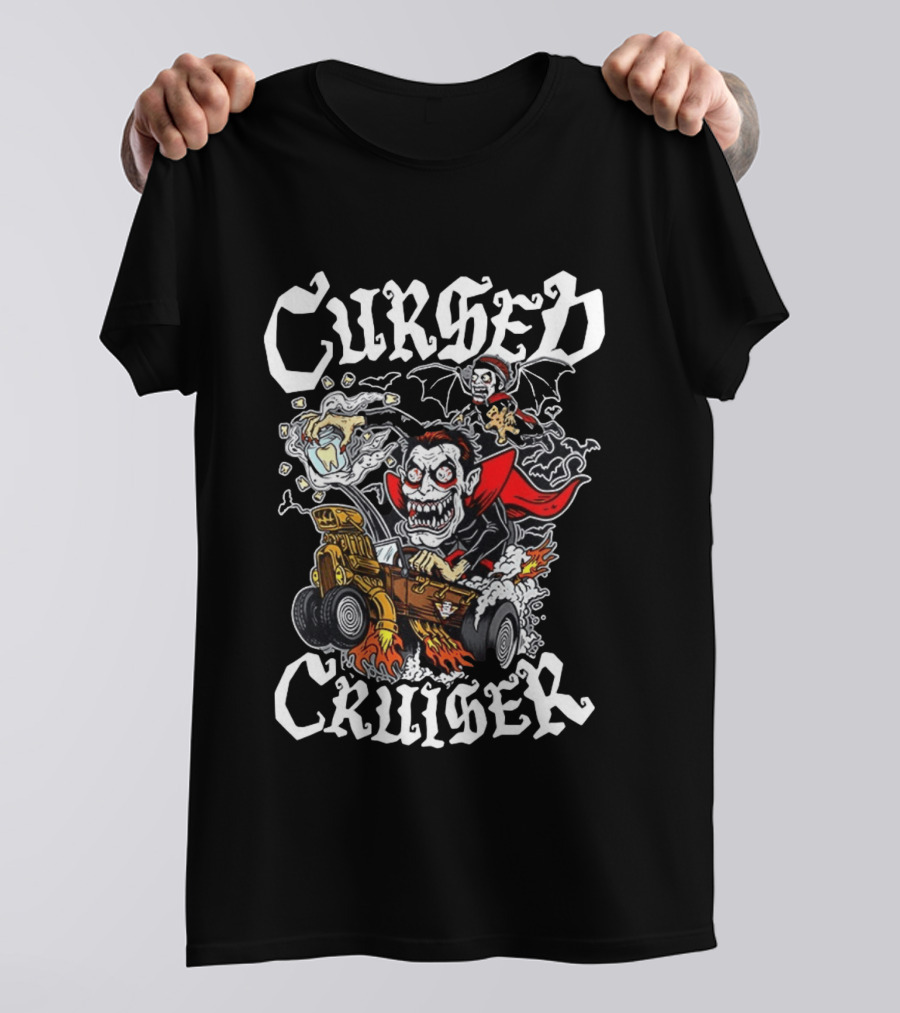 Cursed Cruiser Vampire Hot Rod With Bat And Tooth Jar T-Shirt