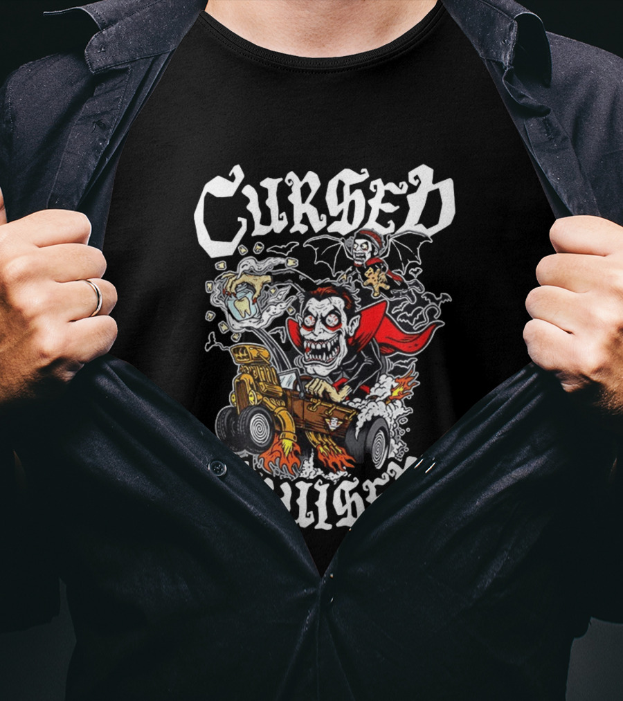 Cursed Cruiser Vampire Hot Rod With Bat And Tooth Jar T-Shirt