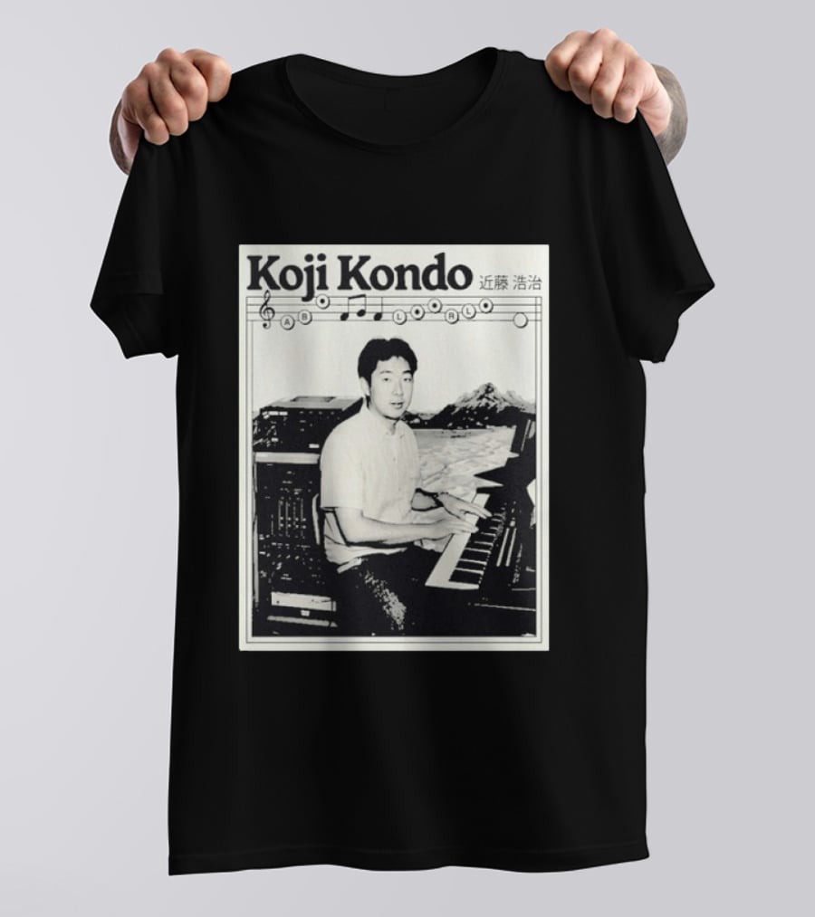 Koji Kondo Iconic Music Composer With Musical Notes And Piano Mastery T-Shirt