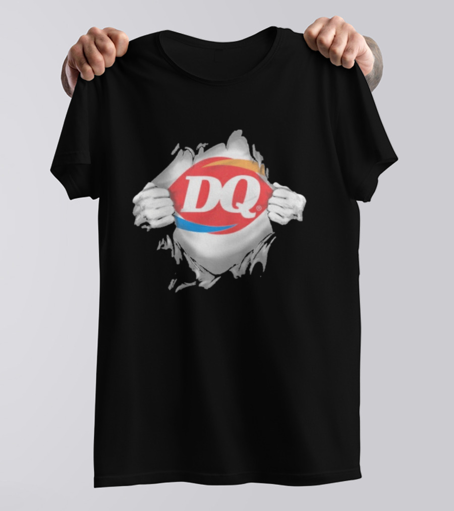 Dairy Queen DQ Superhero Ripped Chest Torn Employee T-Shirt