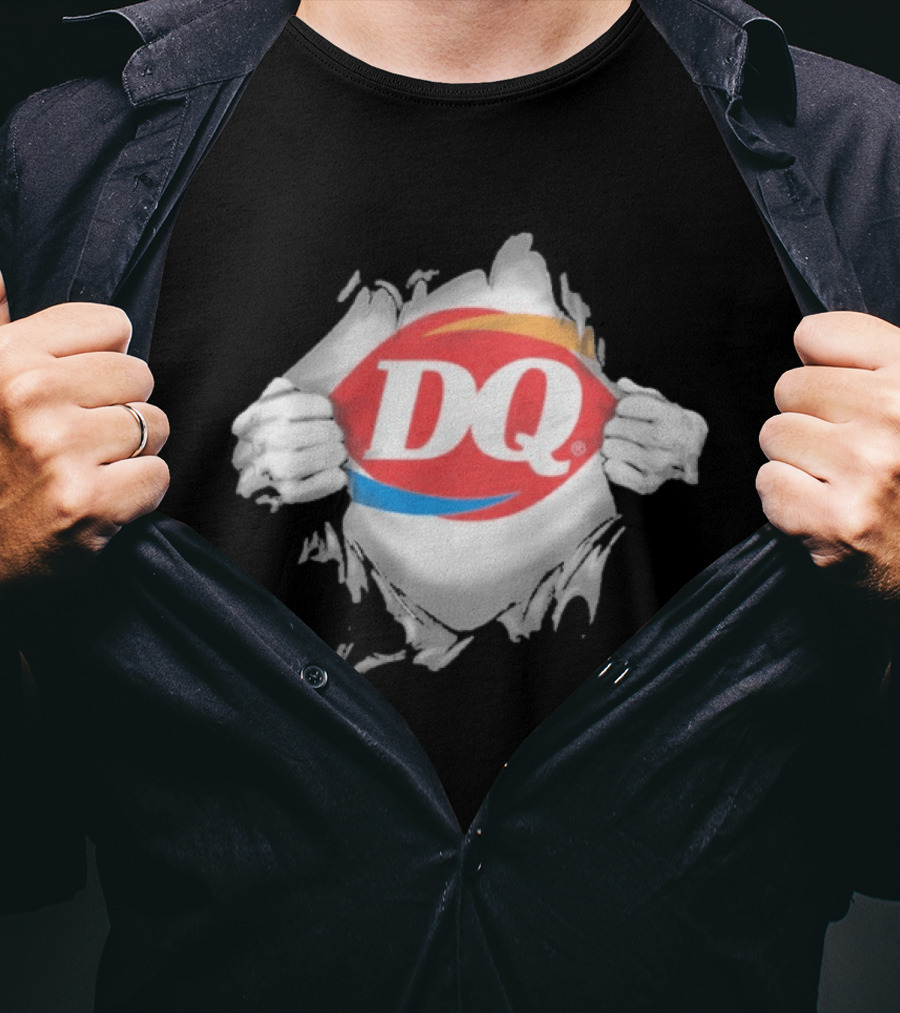 Dairy Queen DQ Superhero Ripped Chest Torn Employee T-Shirt