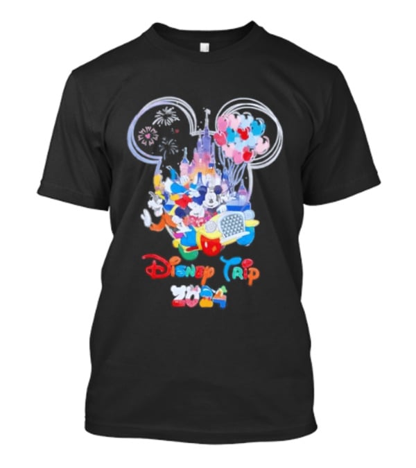 Disney Trip 2024 Mickey Mouse Donald Duck Goofy Minnie Castle Fireworks T-Shirt