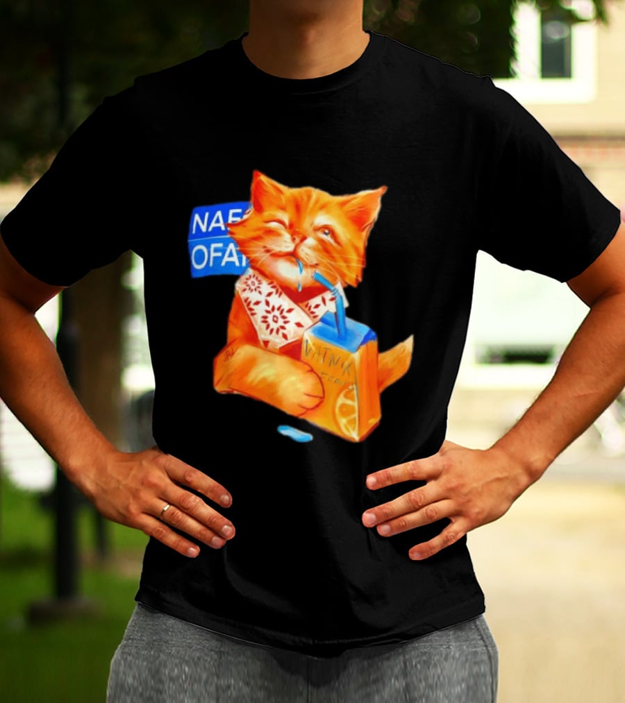 NAFO Fella Orange Cat Drinking VATNIK Tears T-Shirt