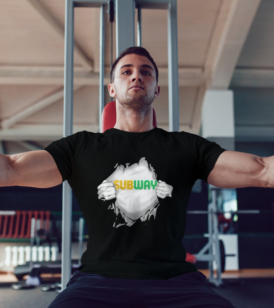 Subway Ripped Chest Superhero Torn Effect Employee Branding T-Shirt