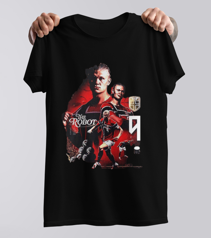 Erling Haaland Norway The Robot 9 Football Legend Norway Crest T-Shirt
