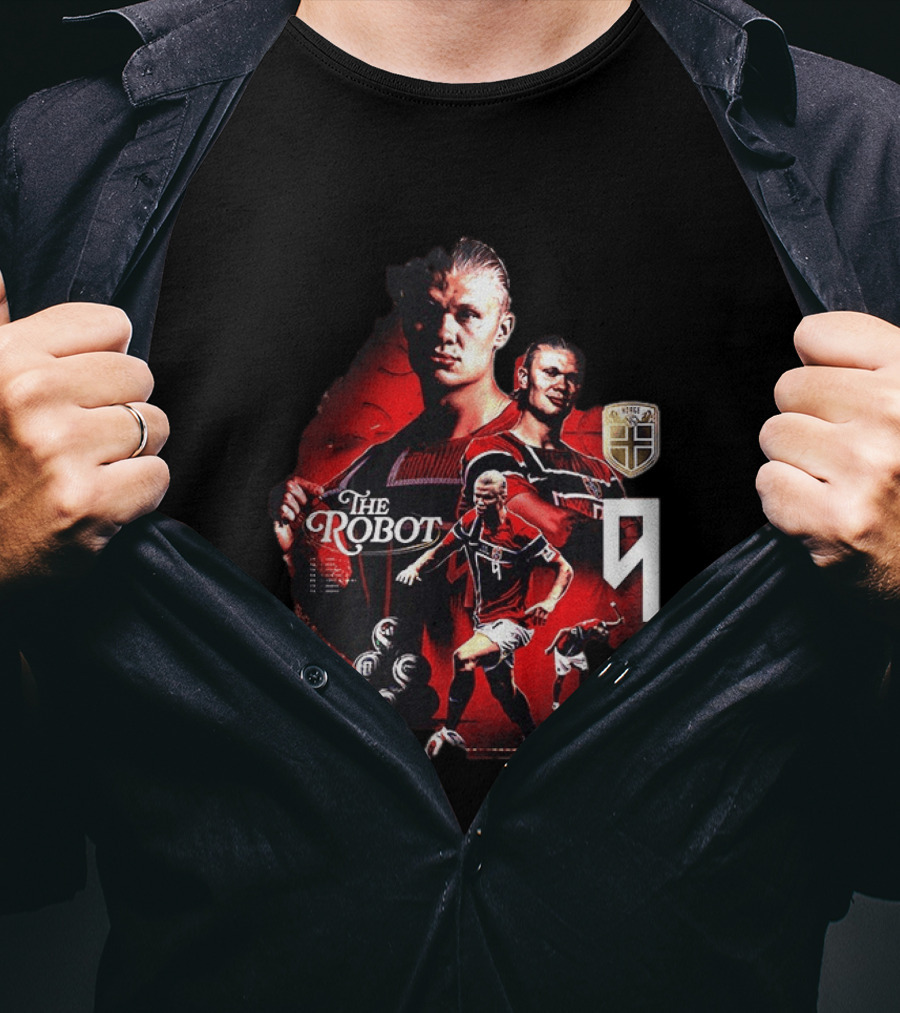 Erling Haaland Norway The Robot 9 Football Legend Norway Crest T-Shirt