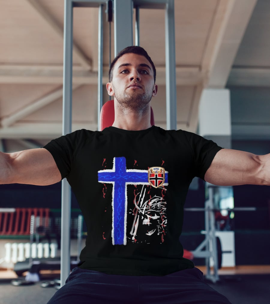 Norge Shield Cross Skull Warrior Norwegian Patriot Nordic T-Shirt