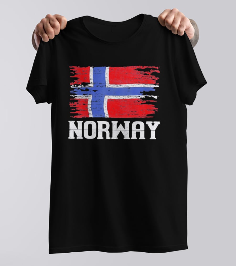 Norway Distressed Nordic Heritage Grunge Aesthetic Flag T-Shirt